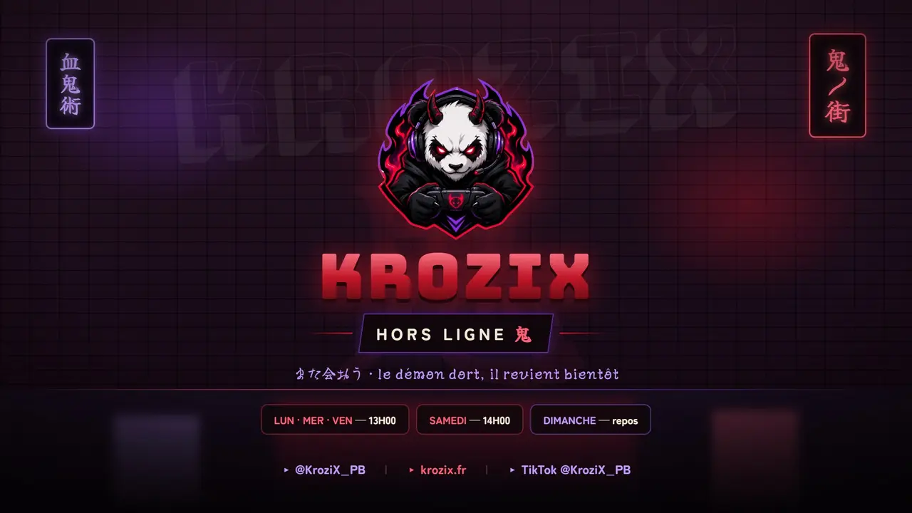Bannière hors ligne de la chaîne Twitch de KroziX